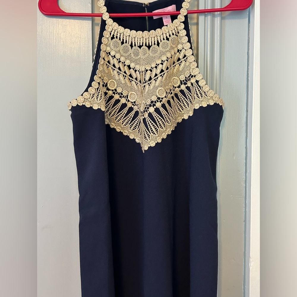 (SOLD) Lilly Pulitzer | Dress | Pearl Soft Blue in True Navy size 2 - Picture 5 of 7